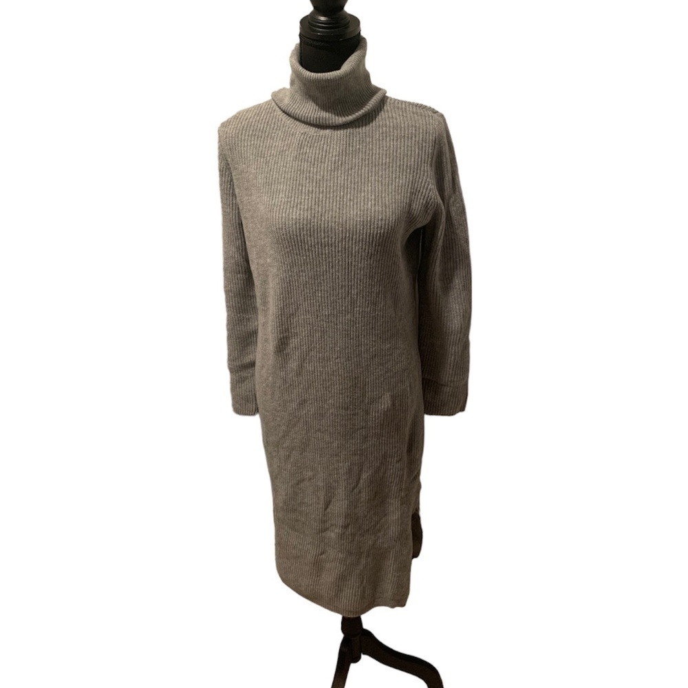 Lulu's Sheerah Heather Grey Turtleneck Midi Sweater Dress XL NWT